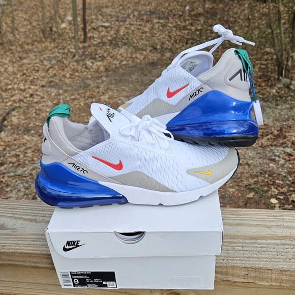 New Men's Nike Air Max 270 White Game Royal Blue Size (Tried On Once) - Picture 7 of 16